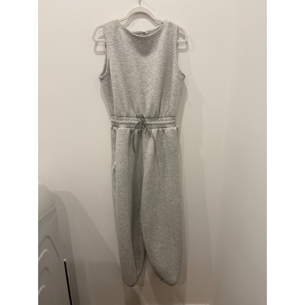 YPB neoKNIT Jumpsuit Women Medium Grey Sleeveless Open Back Jogger NWOT